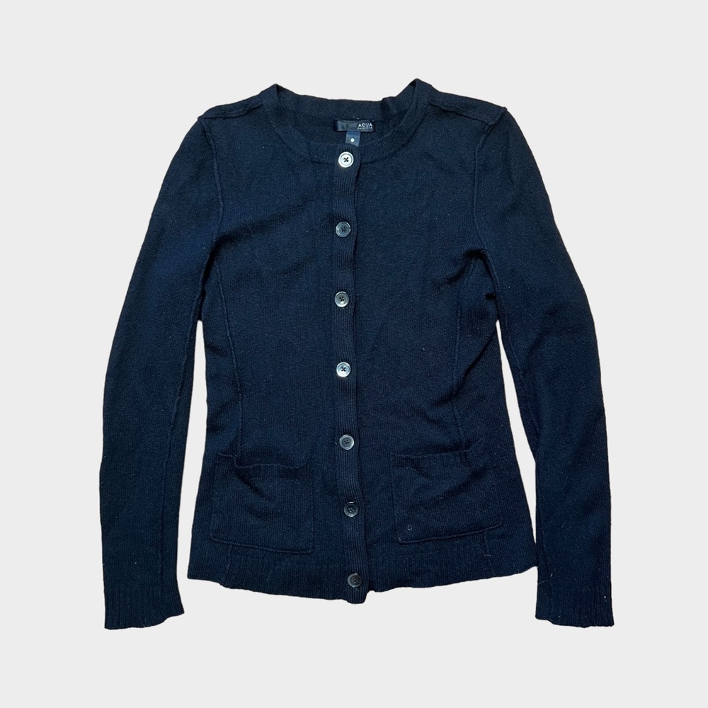 Aqua Cashmere Black Cardigan Sweater Size Medium